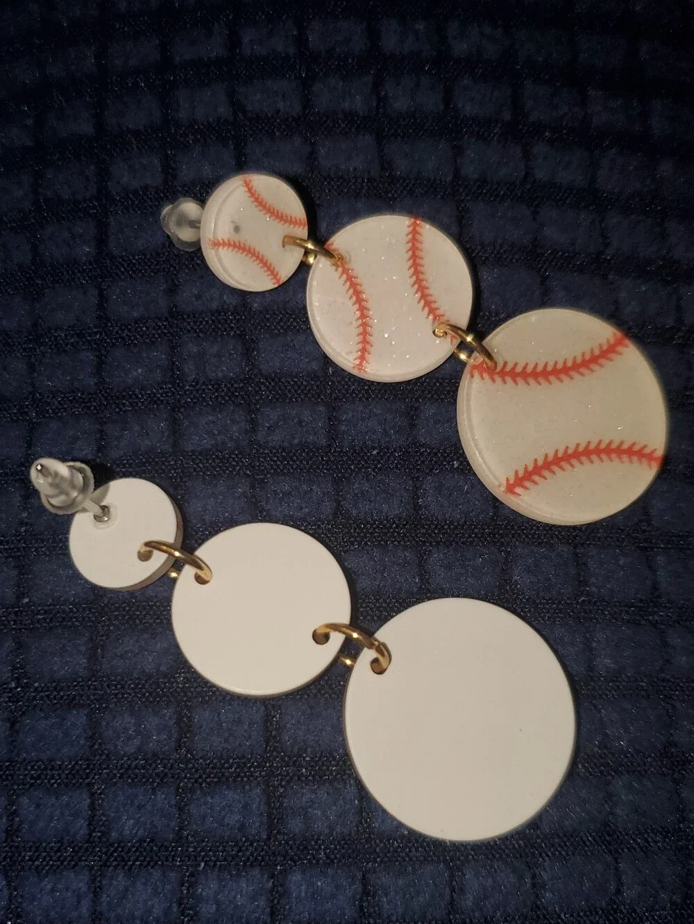 **SALE** Baseball Triple Drop Earrings